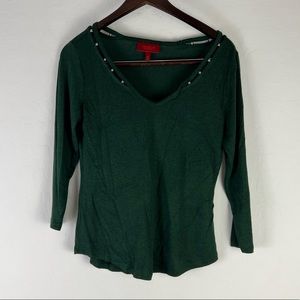 Jennifer Lopez Green Long Sleeve Top Size Xs